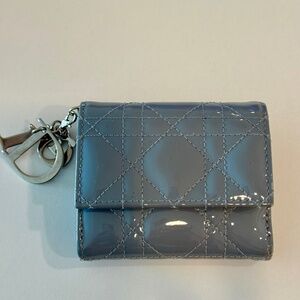 Lady Dior Lotus Wallet Cloud Blue Patent Cannage Calfskin